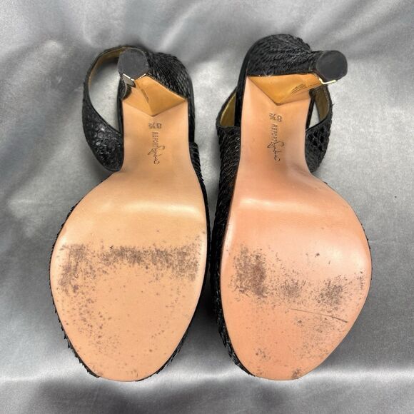 Report Signature Slingback 8.5 Snake Print Stiletto Leather Peep Toe Platform - Picture 14 of 17